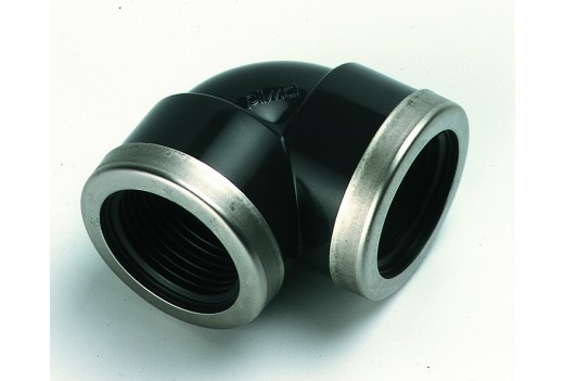 PVC-Winkel 90°, ½" mit VA-