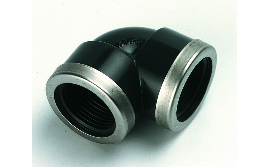 PVC-Winkel 90°, ½" mit VA-